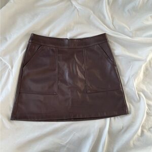 Chocolate Brown Leather Mini Skirt